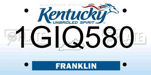 1GIQ580 Kentucky License Plate