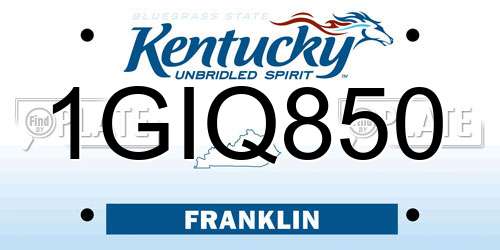 1GIQ850 Kentucky License Plate