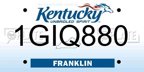 1GIQ880 Kentucky License Plate