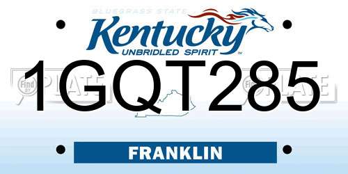 1GQT285 Kentucky License Plate