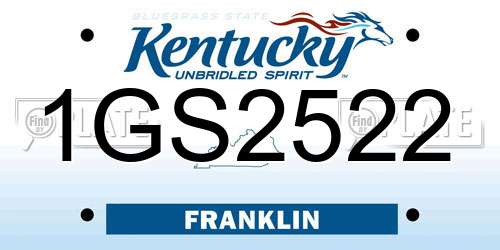 1GS2522 Kentucky License Plate