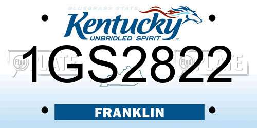 1GS2822 Kentucky License Plate