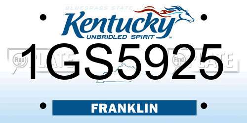 1GS5925 Kentucky License Plate
