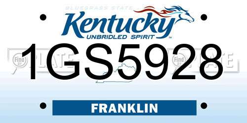 1GS5928 Kentucky License Plate