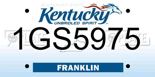 1GS5975 Kentucky License Plate