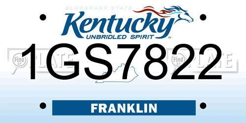 1GS7822 Kentucky License Plate