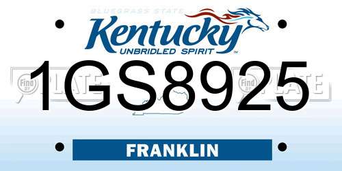 1GS8925 Kentucky License Plate