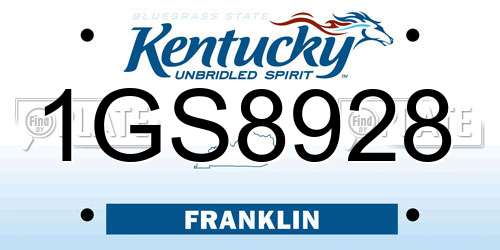 1GS8928 Kentucky License Plate