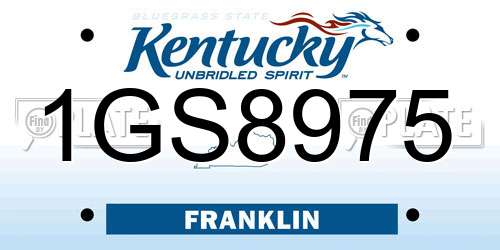 1GS8975 Kentucky License Plate