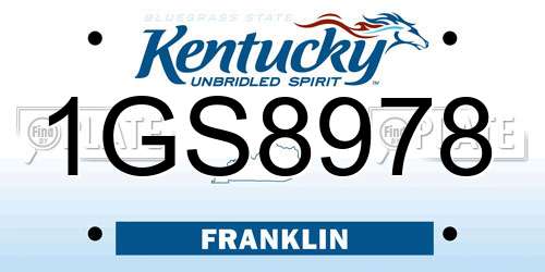 1GS8978 Kentucky License Plate