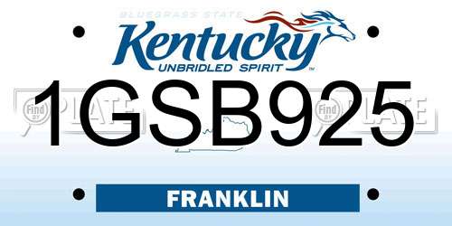 1GSB925 Kentucky License Plate