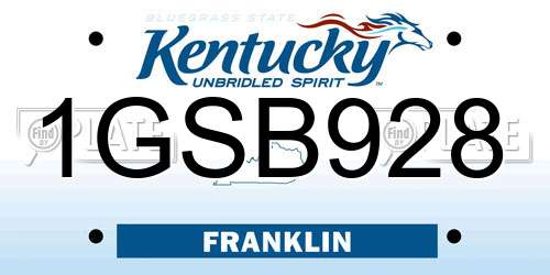 1GSB928 Kentucky License Plate