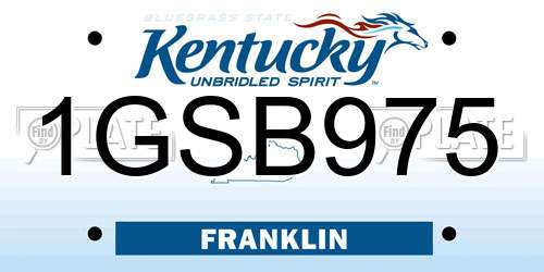 1GSB975 Kentucky License Plate