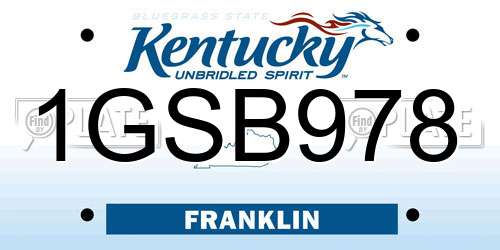 1GSB978 Kentucky License Plate