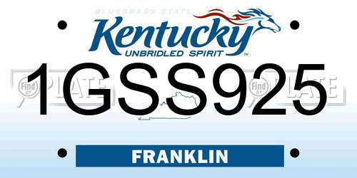 1GSS925 Kentucky License Plate