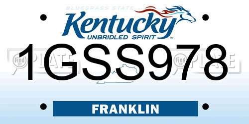 1GSS978 Kentucky License Plate