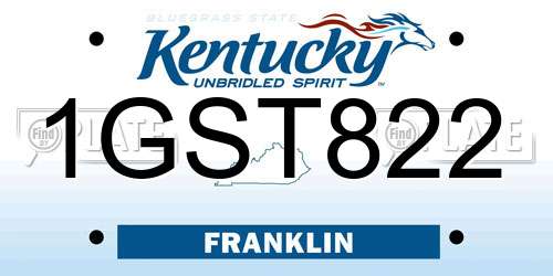1GST822 Kentucky License Plate