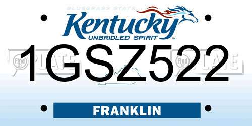 1GSZ522 Kentucky License Plate