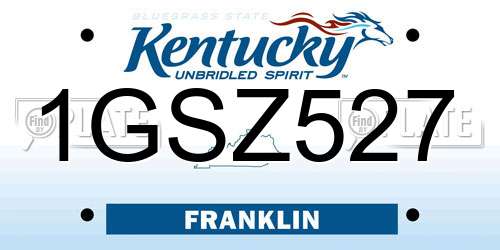 1GSZ527 Kentucky License Plate