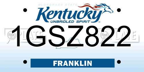 1GSZ822 Kentucky License Plate