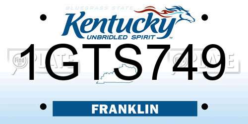 1GTS749 Kentucky License Plate