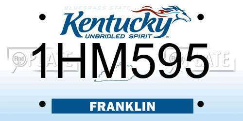 1HM595 Kentucky License Plate