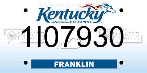 1I07930 Kentucky License Plate