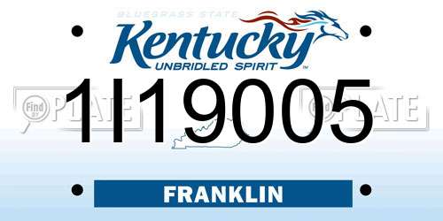 1I19005 Kentucky License Plate
