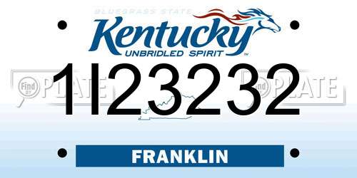 1I23232 Kentucky License Plate