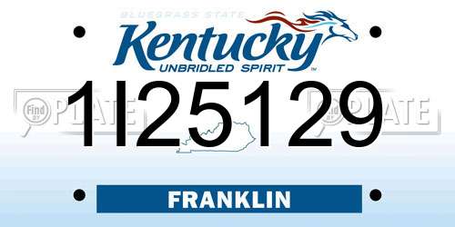 1I25129 Kentucky License Plate