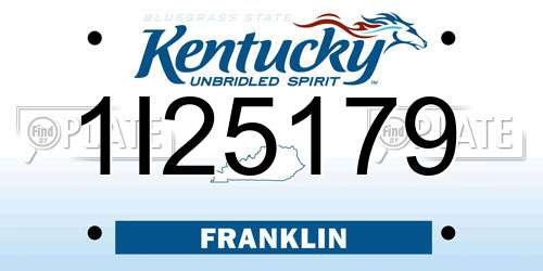 1I25179 Kentucky License Plate