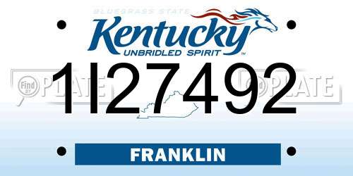 1I27492 Kentucky License Plate