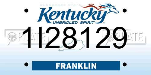 1I28129 Kentucky License Plate