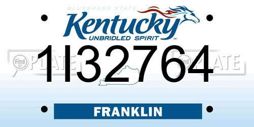 1I32764 Kentucky License Plate
