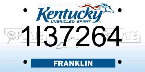 1I37264 Kentucky License Plate