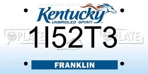 1I52T3 Kentucky License Plate