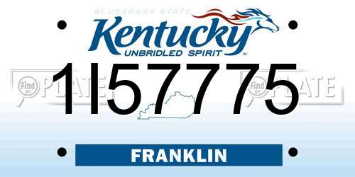 1I57775 Kentucky License Plate