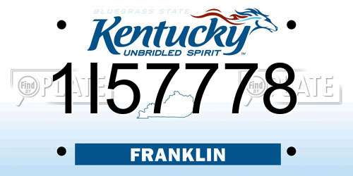 1I57778 Kentucky License Plate