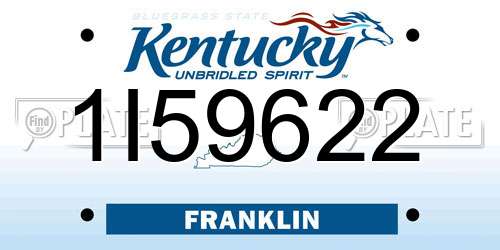 1I59622 Kentucky License Plate