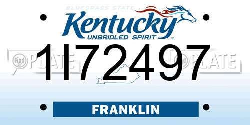 1I72497 Kentucky License Plate