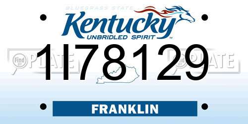 1I78129 Kentucky License Plate
