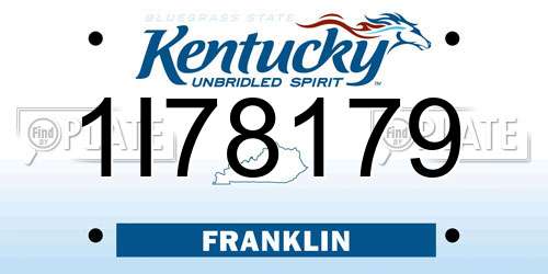 1I78179 Kentucky License Plate