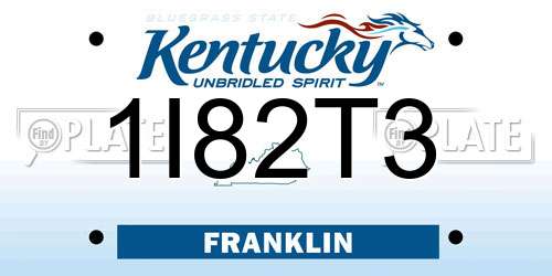 1I82T3 Kentucky License Plate
