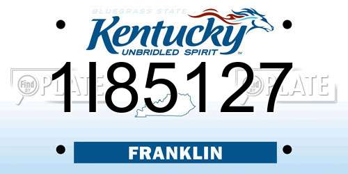 1I85127 Kentucky License Plate