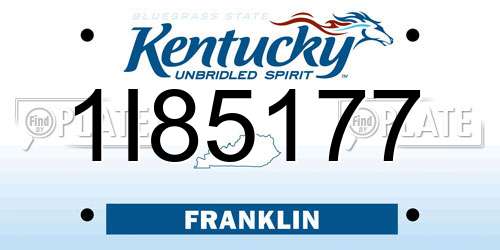 1I85177 Kentucky License Plate