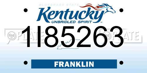 1I85263 Kentucky License Plate