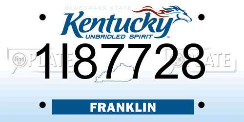 1I87728 Kentucky License Plate