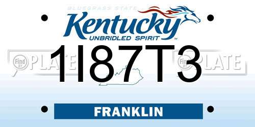 1I87T3 Kentucky License Plate