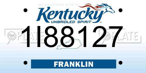 1I88127 Kentucky License Plate