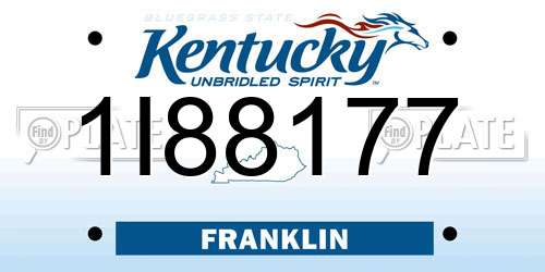 1I88177 Kentucky License Plate